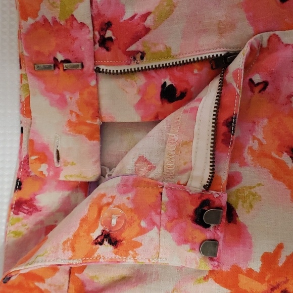 Loft, Ann Taylor. Colorful Pink/Orange Poppies Linen Look Material. Size 8 NWOT - Picture 9 of 16